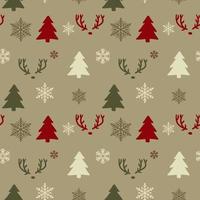 Seamless christmas pattern. Background with  deers, snowflakes and christmas trees. Perfect for wrapping paper, greeting cards, textile vector