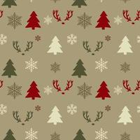 Seamless christmas pattern. Background with  deers, snowflakes and christmas trees. Perfect for wrapping paper, greeting cards, textile vector