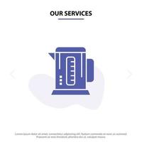 Our Services Boiler Coffee Machine Hotel Solid Glyph Icon Web card Template vector