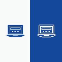 Laptop Computer Hardware Education Line and Glyph Solid icon Blue banner vector