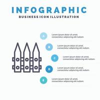 valla jardín jardinería primavera línea icono con 5 pasos presentación infografía fondo vector