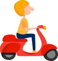 Man on a moped, illustration, vector on white background.