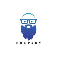 Beard Geek Logo, Social Geek Logo, Beard geek logo vector