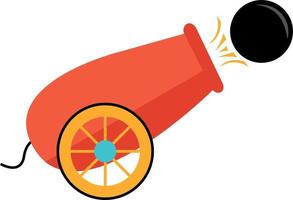 Red cannon, illustration, vector on white background.