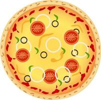 Delicious pizza ,illustration, vector on white background.