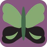 Green and black butterfly, illustration, vector on a white background.