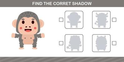 finding the correct shadow of cute animal,education game for kids age 5 and 10 Year Old vector