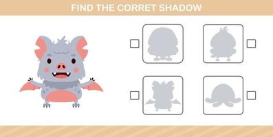 encontrar la sombra correcta de un lindo animal, juego educativo para niños de 5 y 10 años vector