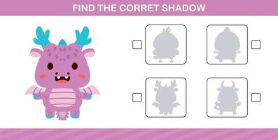 finding the correct shadow of cute animal,education game for kids age 5 and 10 Year Old vector