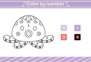 colorear por número de animales lindos. juego educativo adecuado para niños y preescolar vector