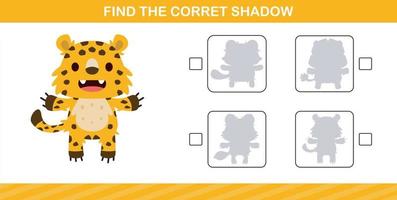 encontrar la sombra correcta de un lindo animal, juego educativo para niños de 5 y 10 años vector