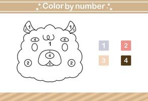 color by number of cute animal.Educational game suitable for kids and preschool vector