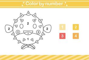 colorear por número de animales lindos. juego educativo adecuado para niños y preescolar vector