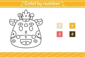 color by number of cute animal.Educational game suitable for kids and preschool vector