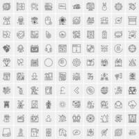 paquete de 100 iconos de líneas universales para móviles y web vector