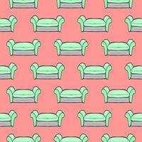 Green armchair , seamless pattern on a dark pink background. vector