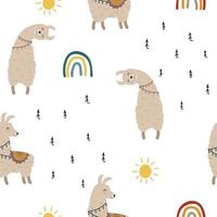 cute lama seamless pattern vector