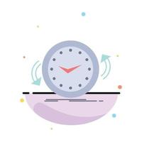 reloj de respaldo en el sentido de las agujas del reloj en contra del tiempo vector de icono de color plano