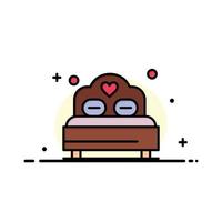 cama amor corazón boda negocio línea plana lleno icono vector banner plantilla