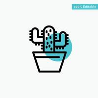 Cactus Nature Pot Spring turquoise highlight circle point Vector icon