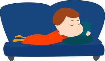 Sleeping on the couch, illustration, vector on white background.