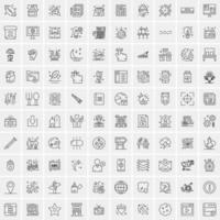 paquete de 100 iconos de líneas universales para móviles y web vector