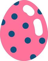 huevo rosa con puntos azul oscuro, ilustración, vector sobre fondo blanco.