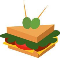 Sandwich, illustration, vector on white background.