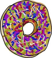 Donut, illustration, vector on white background.