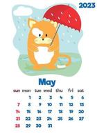 el calendario infantil para 2023 con lindos jeroglíficos en todas las páginas está ambientado con adorables animales vector