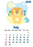 The children's calendar for 2023 with cute hieroglyphs on all pages is set with adorable animals vector