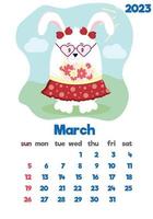 The children's calendar for 2023 with cute hieroglyphs on all pages is set with adorable animals vector