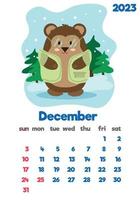 The children's calendar for 2023 with cute hieroglyphs on all pages is set with adorable animals vector