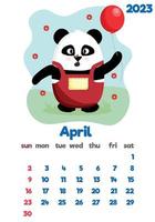 The children's calendar for 2023 with cute hieroglyphs on all pages is set with adorable animals vector