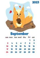 The children's calendar for 2023 with cute hieroglyphs on all pages is set with adorable animals vector