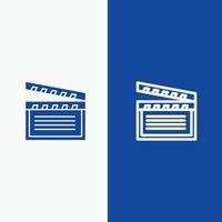 American Movies Video Usa Line and Glyph Solid icon Blue banner Line and Glyph Solid icon Blue banne vector