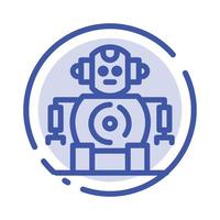 icono de línea de línea punteada azul de tecnología robótica cnc vector