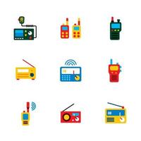 walkie talkie transceiver radio flat color icon on a white background. Vector illustration