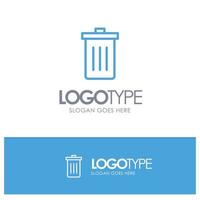 Basket Been Delete Garbage Trash Blue Outline Logo Place for Tagline vector