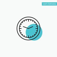 Clock Office Time Wall Watch turquoise highlight circle point Vector icon