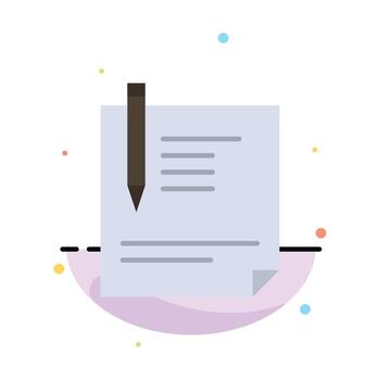Contract Document File Page Paper Sign Signing Abstract Flat Color Icon Template vector