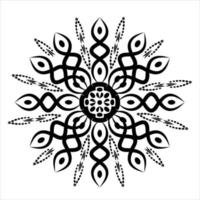 Monochrome circular geometric ornament. Round mandala. vector