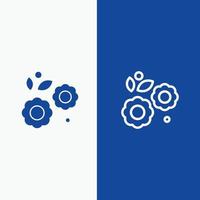 flor pascua naturaleza línea de primavera y glifo icono sólido línea de banner azul y glifo icono sólido prohibición azul vector