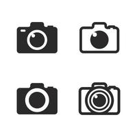 photography camera logo icon vector design template isolated on black background