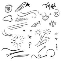 hand drawn set of abstract doodle elements. use for concept design. isolated on white background. vector illustration