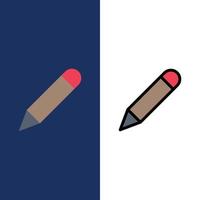 Pencil Study School Write  Icons Flat and Line Filled Icon Set Vector Blue Background