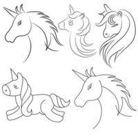 Hand drawn Horse line drawing Images illustration collection vector