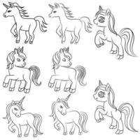 colección de ilustraciones de imágenes de dibujo lineal de caballos dibujados a mano vector