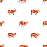 Children s seamless pattern with a cow on white background vector