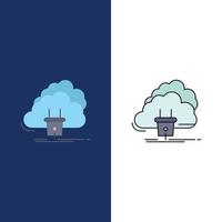 Cloud connection energy network power Flat Color Icon Vector